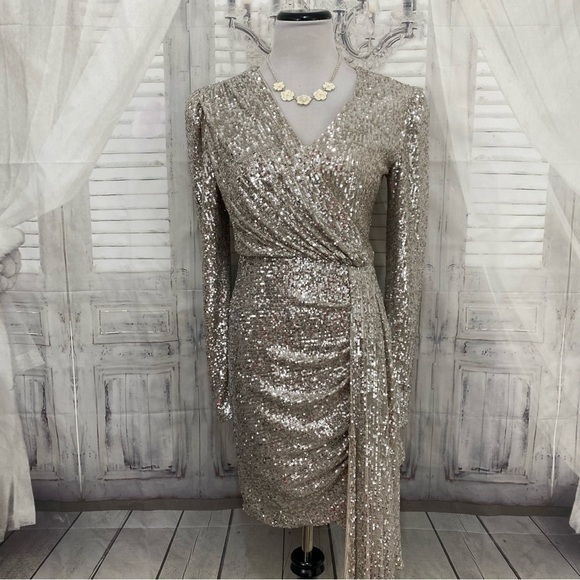 Alex Marie Gold Sequin Dress - Picture 4 of 16